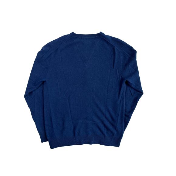 1-34 QI CASHMERE Men's Sweater V-Neck Blue 100% Cashmere Medium - Picture 2 of 11